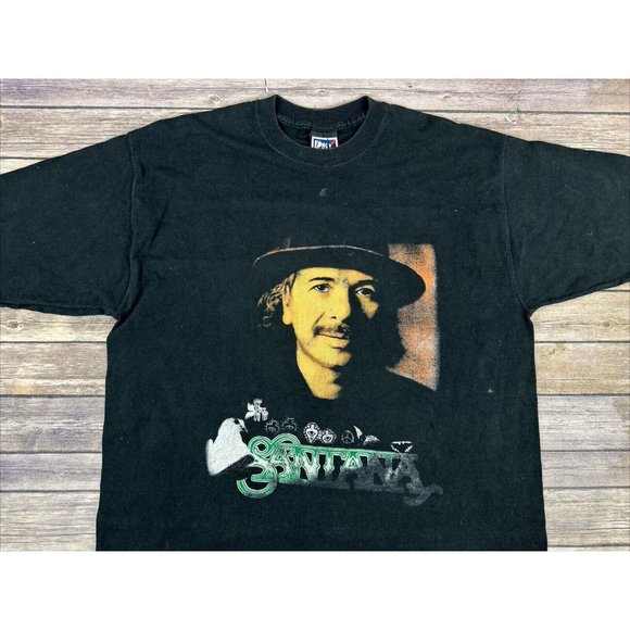 Vintage Carlos Santana Pro Player T-shirt Mens Size XL Black Short Sleeve - Picture 2 of 13